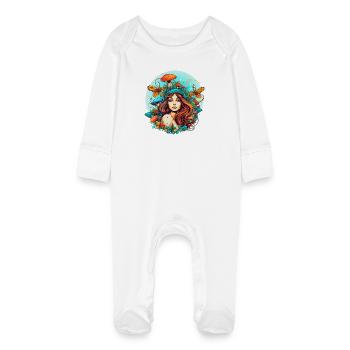 Forêt de conte de fées - Grenouillère bio avec gants Bébé - blanc - Devant