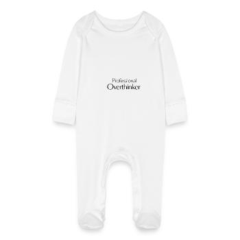 professional overthinker saying - Baby Organic Sleepsuit with Scratch Mitts - white - Front