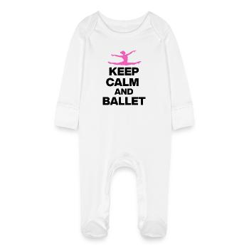 KEEP CALM AND BALLET, GRACE & POWER! BALLET FAN🩰 - Baby Organic Sleepsuit with Scratch Mitts - white - Front