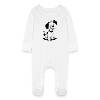 Ami chiot joyeux - Grenouillère bio avec gants Bébé - blanc - Devant