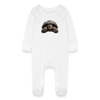 Tortue – calme, force, constance - Grenouillère bio avec gants Bébé - blanc - Devant