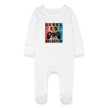 Contrôleur rétro débloqué niveau 15 - Grenouillère bio avec gants Bébé - blanc - Devant