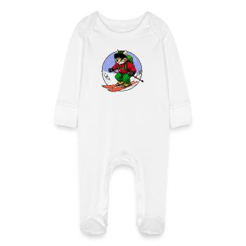 Skier Cat Freeride - Grenouillère bio avec gants Bébé - blanc - Devant