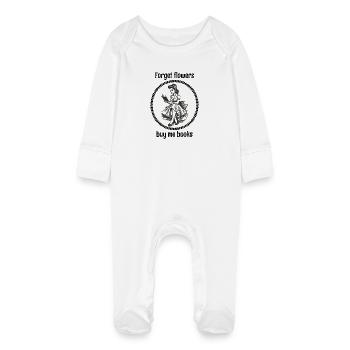 Oublie les fleurs, achète-moi des livres ! - Grenouillère bio avec gants Bébé - blanc - Devant