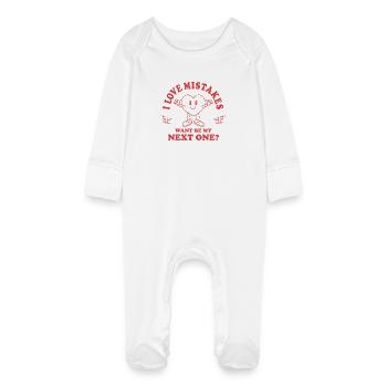 Love Mistakes – Funny Retro Pick-Up Line - Baby Organic Sleepsuit with Scratch Mitts - white - Front