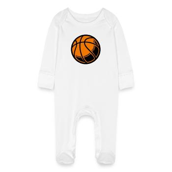 Ballon de basket-ball - Grenouillère bio avec gants Bébé - blanc - Devant