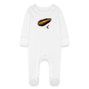 Astronaute dans le cosmos avec un ballon en forme de cœur - Grenouillère bio avec gants Bébé - blanc - Devant