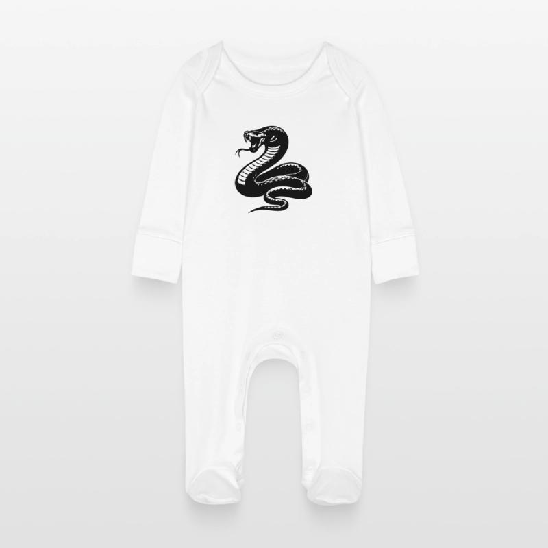 Snake Python Silhouette Baby Organic Sleepsuit with Scratch Mitts