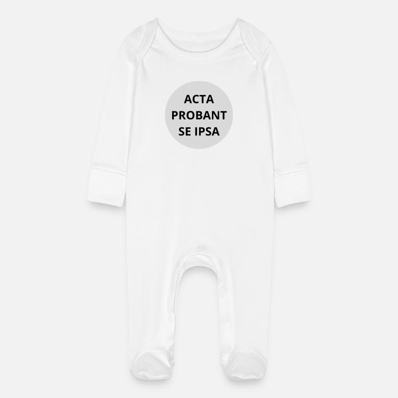 Acta probant se ipsa - Baby Organic Sleepsuit with Scratch Mitts - white