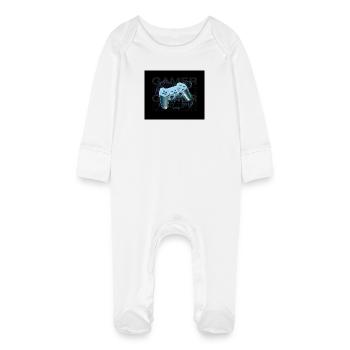 Contrôleur néon bleu 3D - Grenouillère bio avec gants Bébé - blanc - Devant