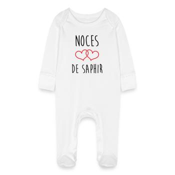 Noces de Saphir 16 ans de mariage - Grenouillère bio avec gants Bébé - blanc - Devant
