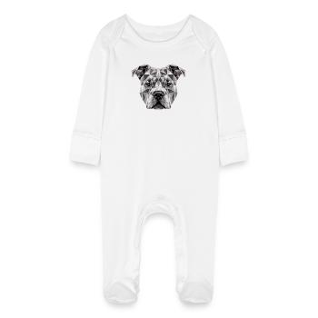 Pitbull Bulldog Pittie American Pitbull Terrier - Grenouillère bio avec gants Bébé - blanc - Devant