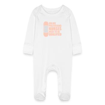 Unlike Politicians Nurses Need To Be Qualified - Baby Organic Sleepsuit with Scratch Mitts - white - Front