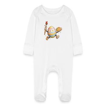 Œuf de Pâques artistique au pinceau - Grenouillère bio avec gants Bébé - blanc - Devant