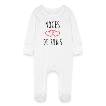 Noce de Rubis 35 ans de mariage - Grenouillère bio avec gants Bébé - blanc - Devant