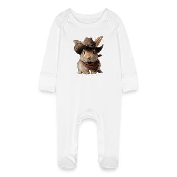 Pays de l’Ouest du Pays de l’Ouest du Chapeau Lapin Lapin - Grenouillère bio avec gants Bébé - blanc - Devant