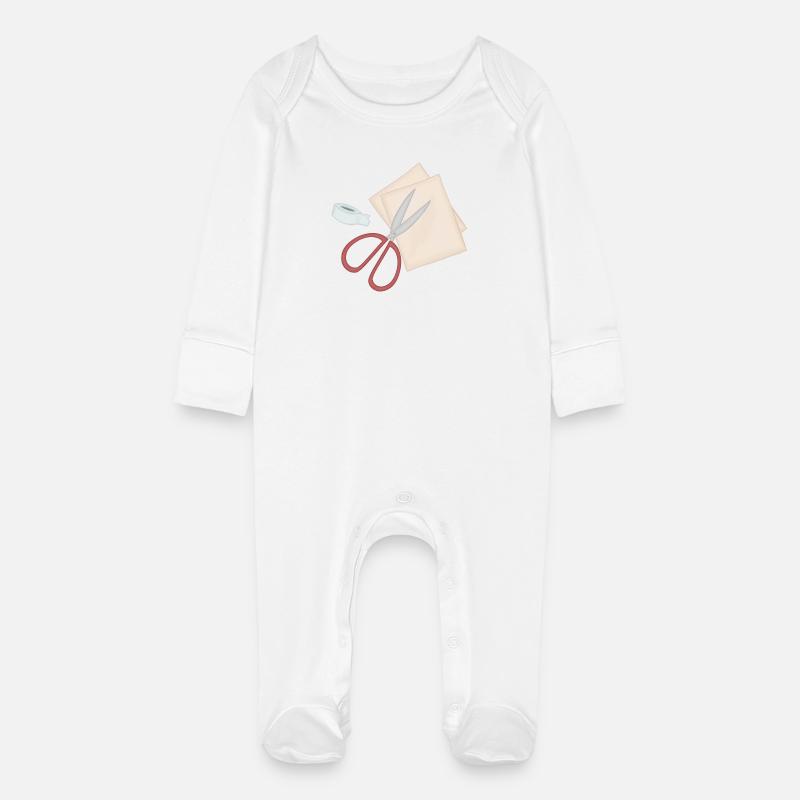 Studio de papier motif de ciseaux créatifs - Grenouillère bio avec gants Bébé - blanc