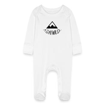 Stay Wild Mountain Scenery - Baby Organic Sleepsuit with Scratch Mitts - white - Front