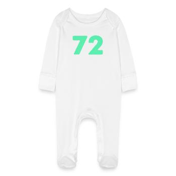 Neon Zahl 72 Mint Grafik - Baby Bio-Schlafanzug mit Kratzhandschuhen - Weiß - Vorne