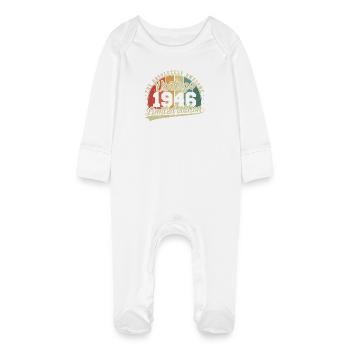 Vintage 1946 Vinatge Retro Birthday Gift - Baby Organic Sleepsuit with Scratch Mitts - white - Front