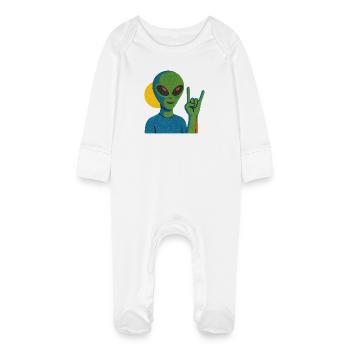 Panneau néon en pierre extraterrestre - Grenouillère bio avec gants Bébé - blanc - Devant