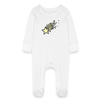 Shooting Star Comet Comic - Baby Organic Sleepsuit with Scratch Mitts - white - Front
