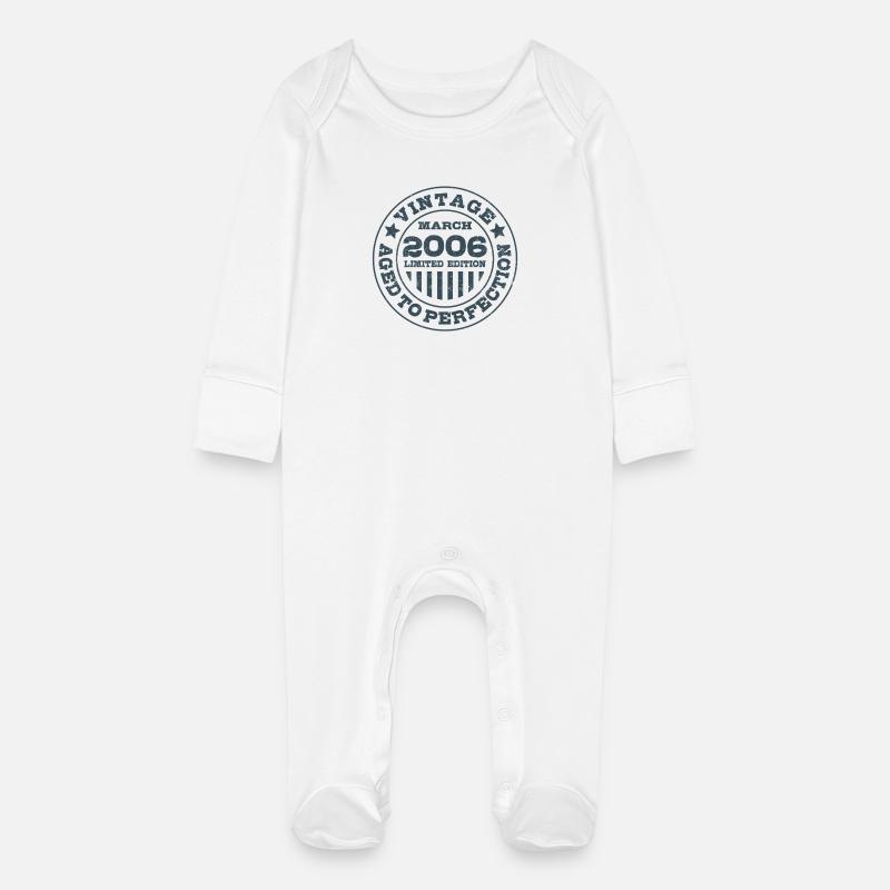 Vintage mars 2006 Édition limitée Circle - Grenouillère bio avec gants Bébé - blanc