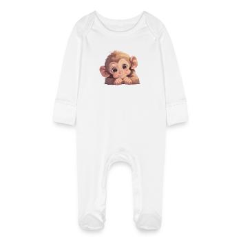 Macaque Macaque - Baby Organic Sleepsuit with Scratch Mitts - white - Front