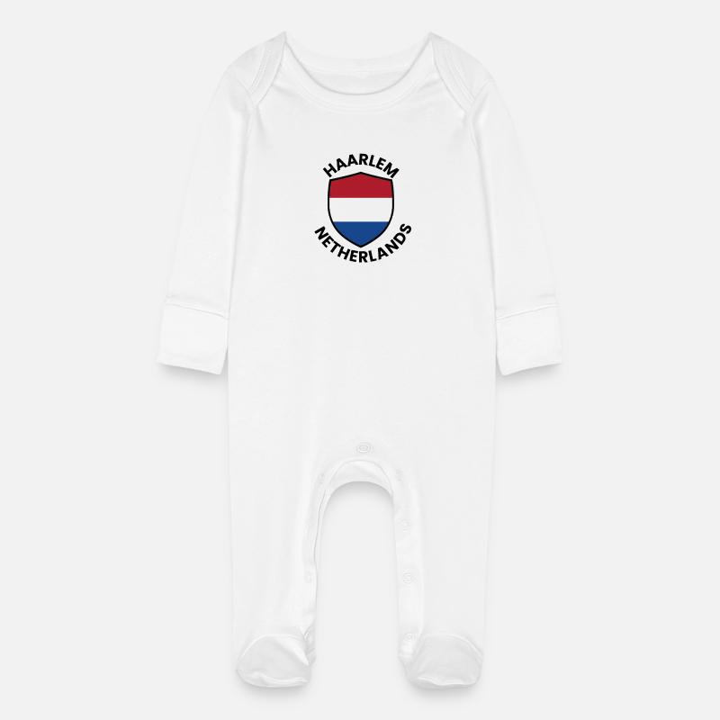 Bouclier des Pays-Bas de Harlem - Grenouillère bio avec gants Bébé - blanc