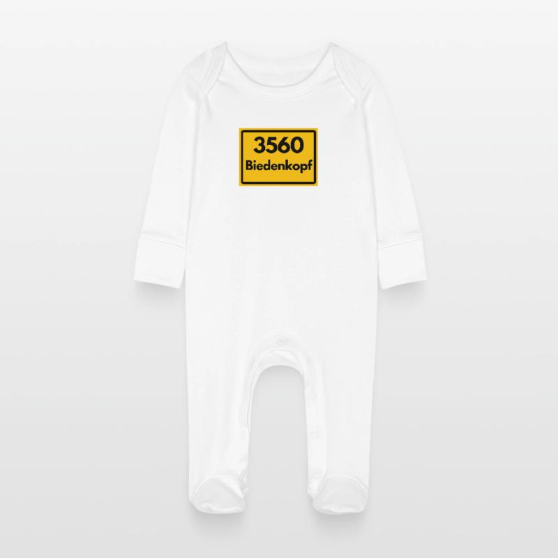 OLD POSTCODE POSTCODE RETRO 3560 BIEDENKOPF Baby Organic Sleepsuit with Scratch Mitts