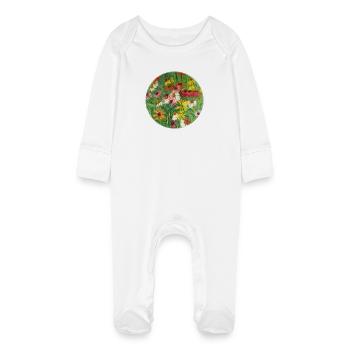 Peinture colorée de prairies à l’échinacée - Grenouillère bio avec gants Bébé - blanc - Devant