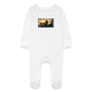 Beowulf arrive au Danemark avec des guerriers nordiques my - Grenouillère bio avec gants Bébé - blanc - Devant