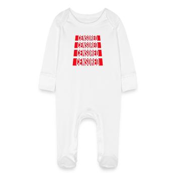 Censored Funny Statement Freedom Logo - Baby Organic Sleepsuit with Scratch Mitts - white - Front