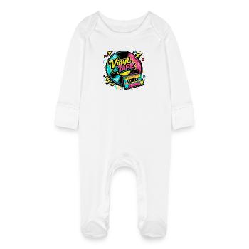 Vinyle & Cassette Néon Rétro - Grenouillère bio avec gants Bébé - blanc - Devant