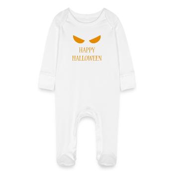 Halloween - Zombie - Horror - Pumpkin - Baby Organic Sleepsuit with Scratch Mitts - white - Front