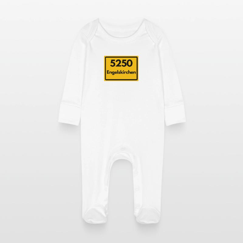 OLD POSTCODE POSTCODE RETRO 5250 ENGELSKIRCHEN Baby Organic Sleepsuit with Scratch Mitts