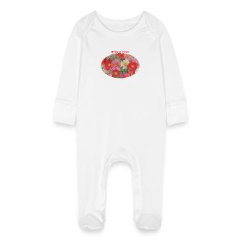 	Wild and Free - Vibrant Cosmos Flower Ellipse - Baby Organic Sleepsuit with Scratch Mitts - white - Front