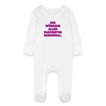 Gegen Faschisten Pink Protest - Baby Bio-Schlafanzug mit Kratzhandschuhen - Weiß - Vorne