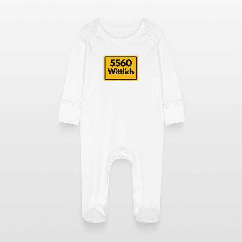 OLD POSTCODE POSTCODE RETRO 5560 WITTLICH Baby Organic Sleepsuit with Scratch Mitts
