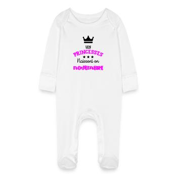 Princesse née Novembre Beau Cadeau Anniversaire - Grenouillère bio avec gants Bébé - blanc - Devant