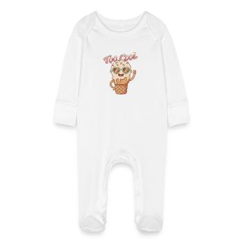 Super Eis - Baby Bio-Schlafanzug mit Kratzhandschuhen - Weiß - Vorne
