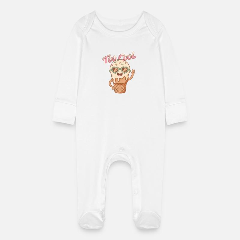 Super glace - Grenouillère bio avec gants Bébé - blanc