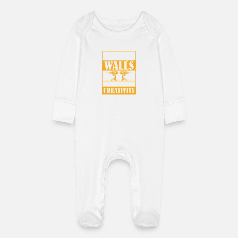 Constructeur de plaques de plâtre Installateur de plaques de plâtre - Grenouillère bio avec gants Bébé - blanc