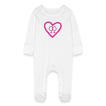 Heart of the Two Femini Symbols - Baby Organic Sleepsuit with Scratch Mitts - white - Front