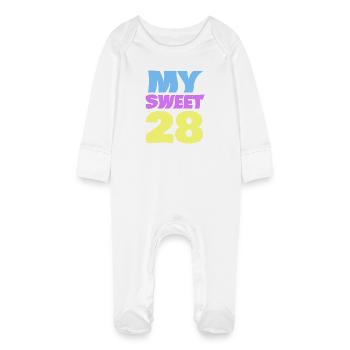 28 - Baby Organic Sleepsuit with Scratch Mitts - white - Front