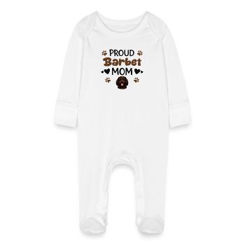 Stolze French Water Dog Mutter, Barbet - Baby Bio-Schlafanzug mit Kratzhandschuhen - Weiß - Vorne