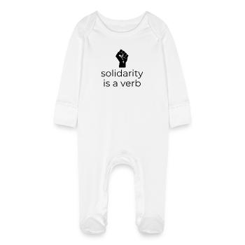 Solidarité est un verbe - Concevoir avec Faust - Grenouillère bio avec gants Bébé - blanc - Devant