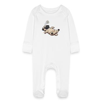 Carlin Carlin Propriétaire de carlin Amoureux du carlin Porte-carlin - Grenouillère bio avec gants Bébé - blanc - Devant
