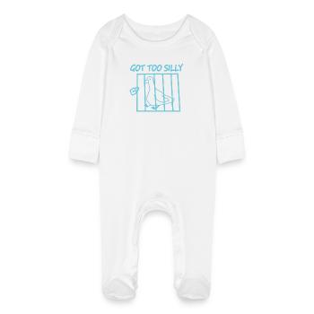 Oiseau en cage avec le texte Devenu trop bête - Grenouillère bio avec gants Bébé - blanc - Devant