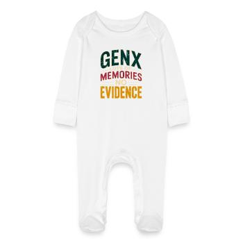 GenX Memories – No Evidence - Baby Organic Sleepsuit with Scratch Mitts - white - Front